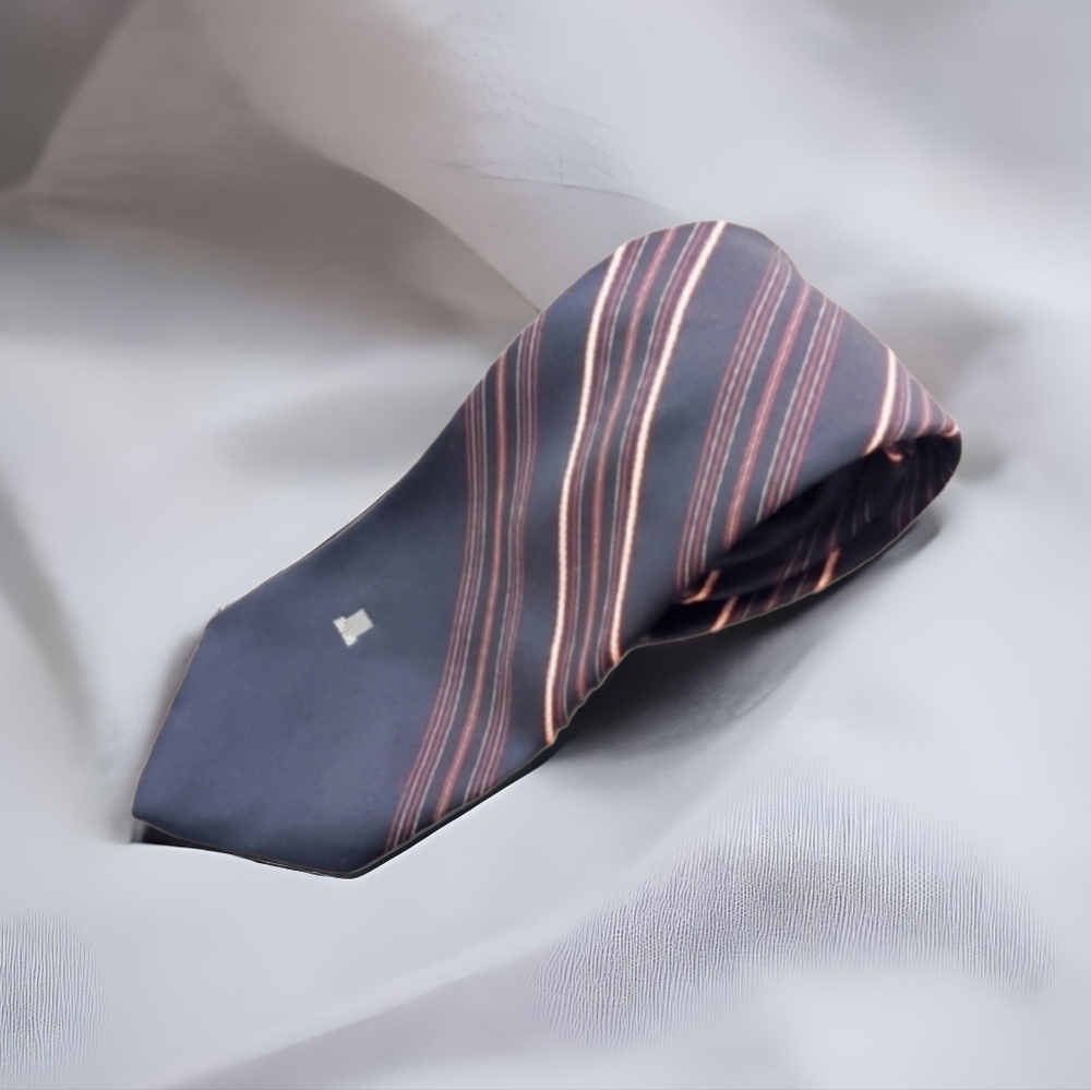 Lanvin Navy Blue Striped Tie